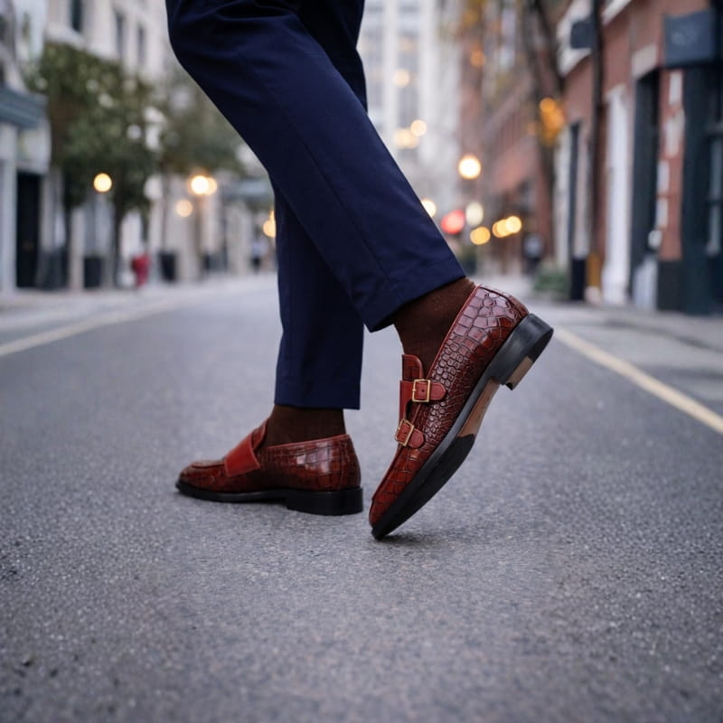 Sebastian Men’s Monk Strap Leather Shoes