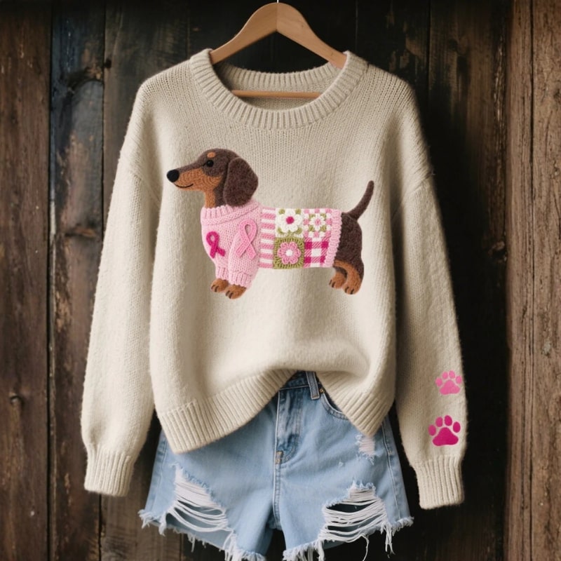 Daphne Women’s Sweater – Dachshund Design Jumper