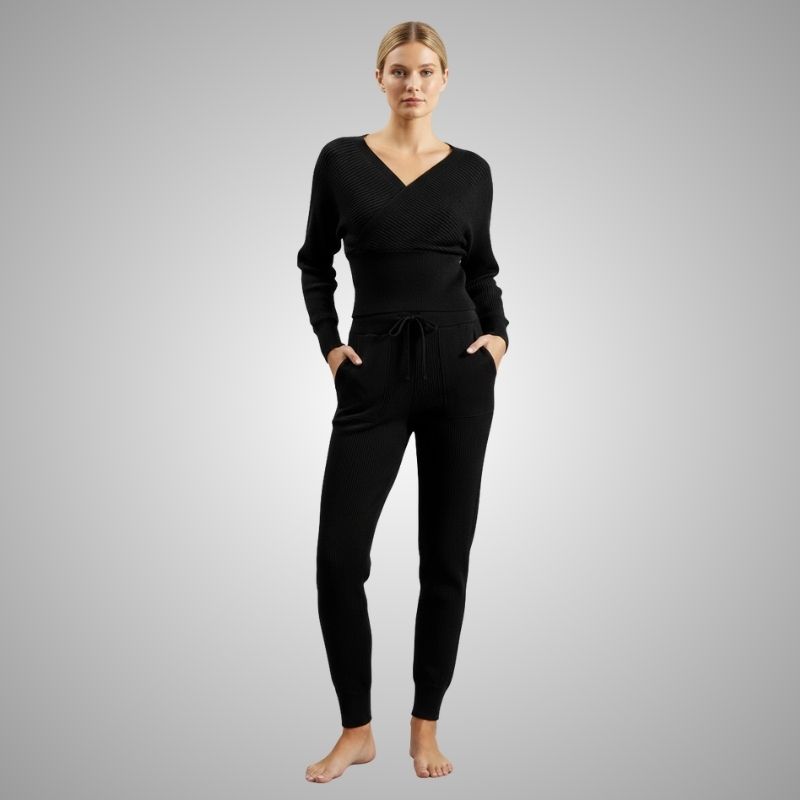 Sherina Women's Loungewear Set – Cotton-Blend Sweater Co-Ord with Tapered Joggers