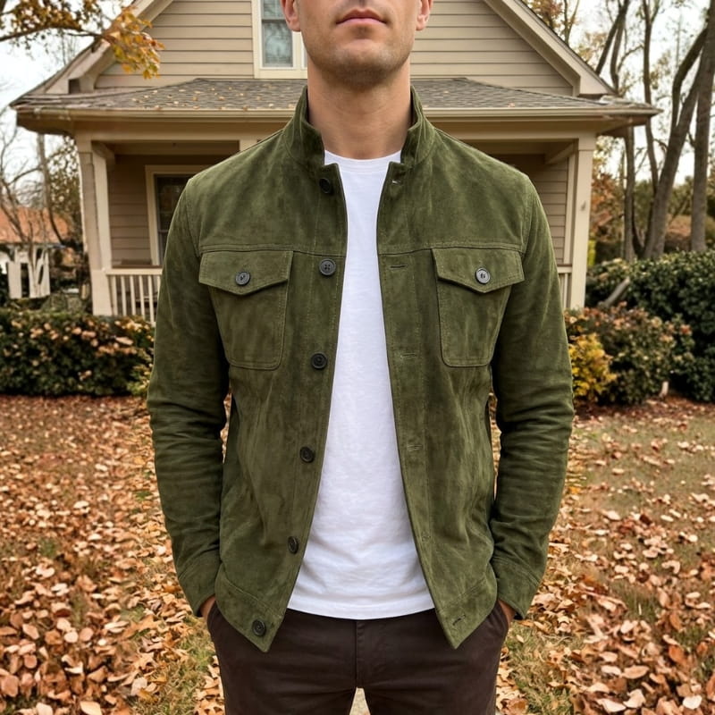 Griffin Men’s Suede Jacket – Structured Lightweight Jacket