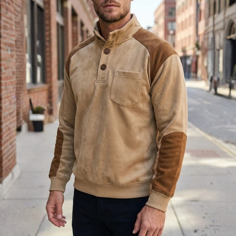Evan Men’s Sweatshirt – Tailored Fit Suede Pullover