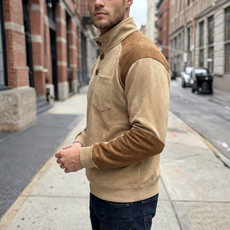 Evan Men’s Sweatshirt – Tailored Fit Suede Pullover