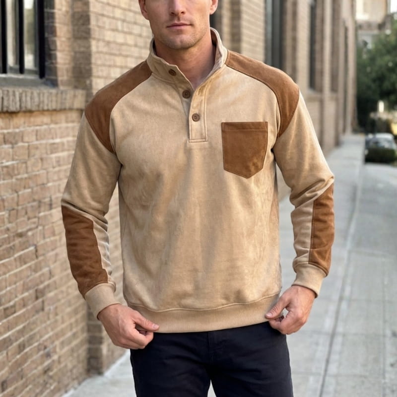 Evan Men’s Sweatshirt – Tailored Fit Suede Pullover