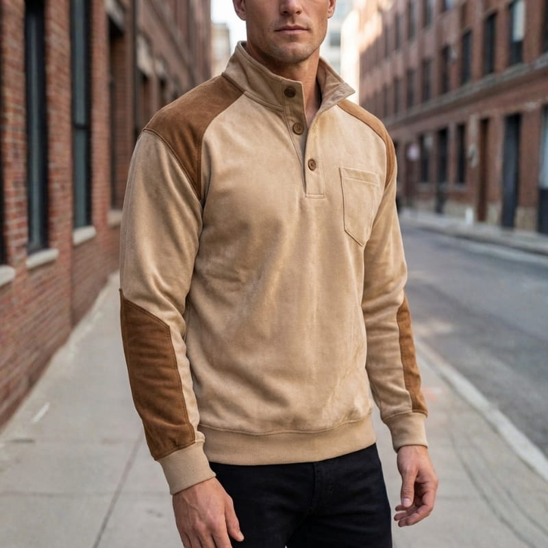 Evan Men’s Sweatshirt – Tailored Fit Suede Pullover