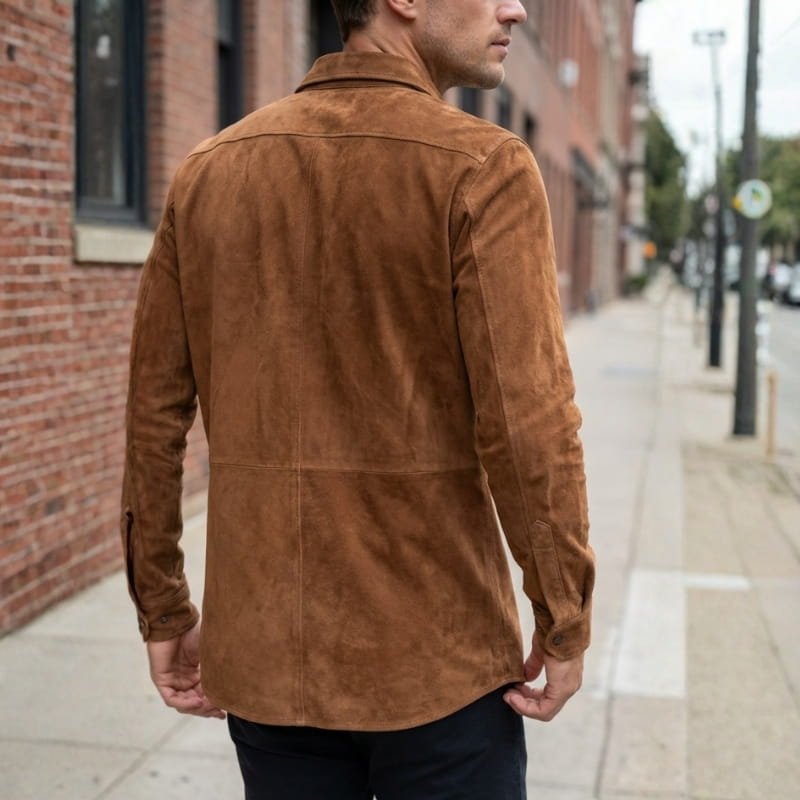 Caleb Men’s Shirt –  Suede Leather Design
