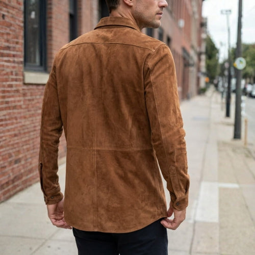 Caleb Men’s Shirt –  Suede Leather Design