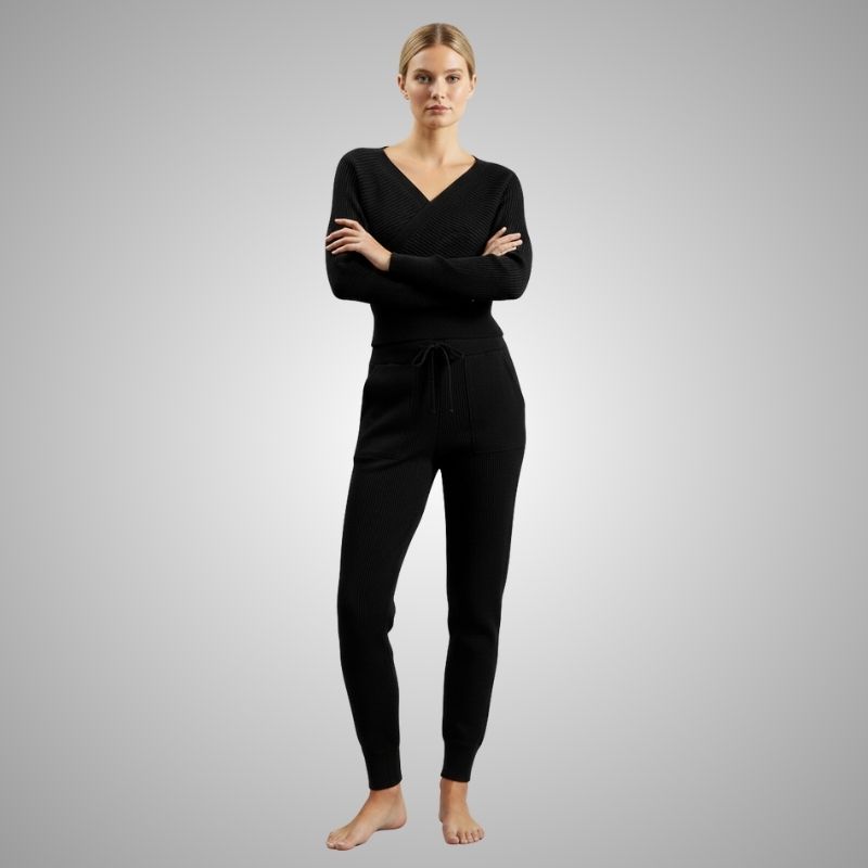 Sherina Women's Loungewear Set – Cotton-Blend Sweater Co-Ord with Tapered Joggers