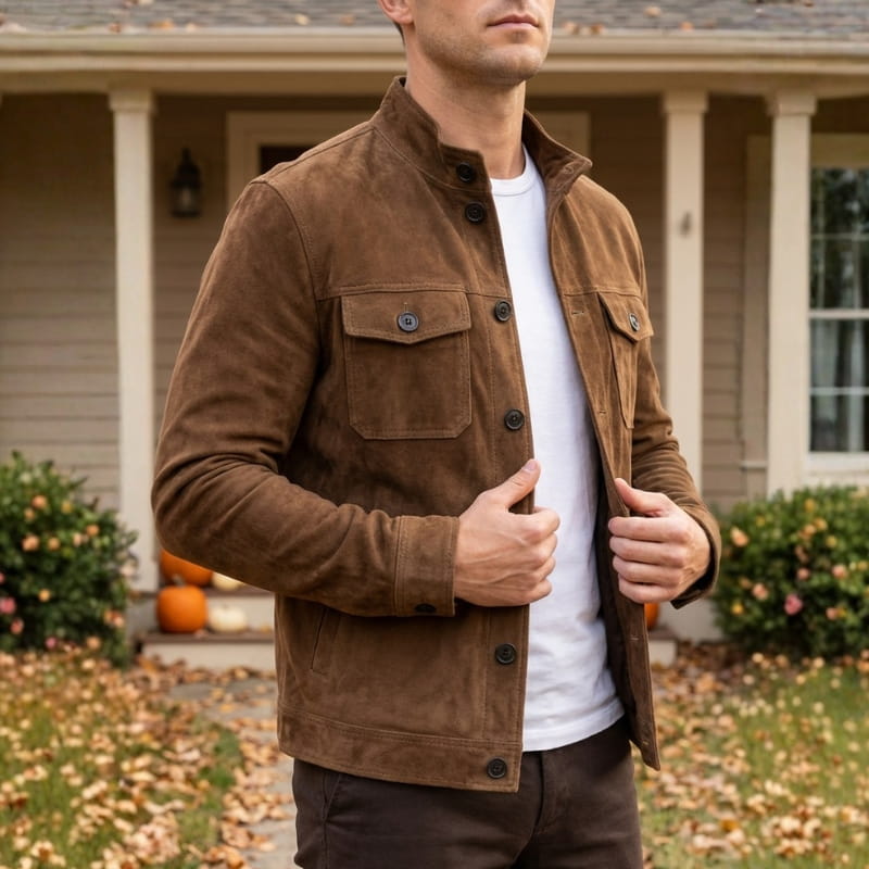 Griffin Men’s Suede Jacket – Structured Lightweight Jacket
