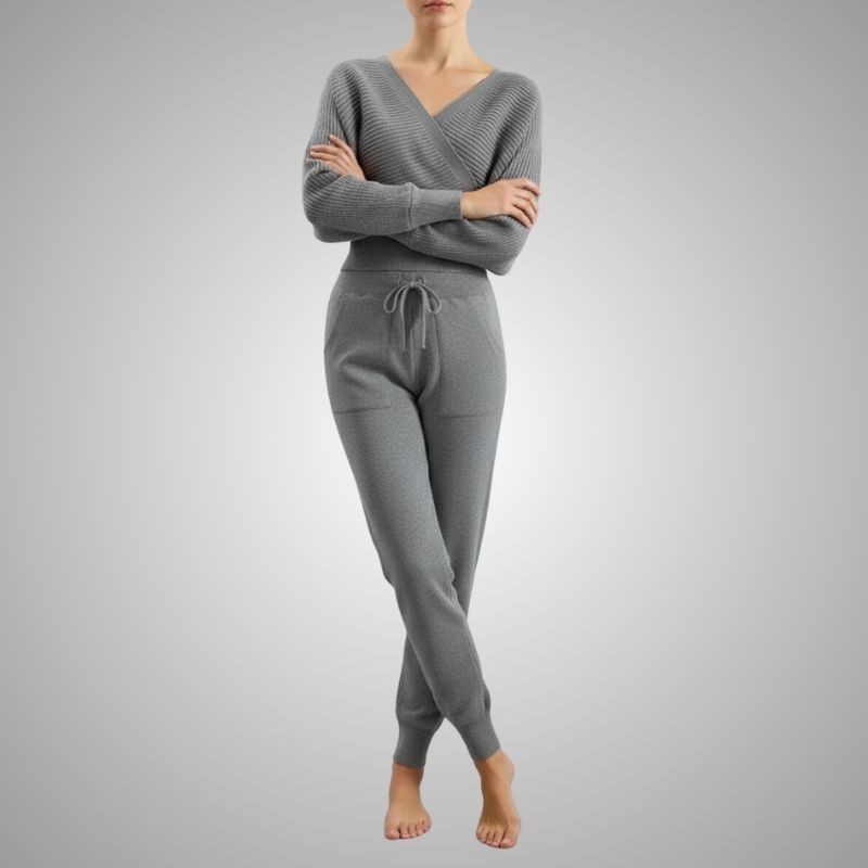 Sherina Women's Loungewear Set – Cotton-Blend Sweater Co-Ord with Tapered Joggers
