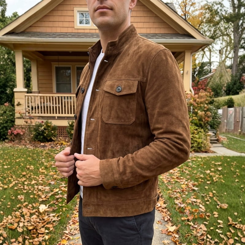 Griffin Men’s Suede Jacket – Structured Lightweight Jacket