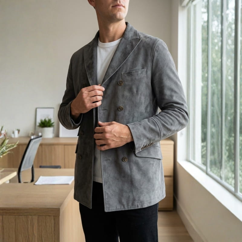 Colton Suede Double-Breasted Jacket
