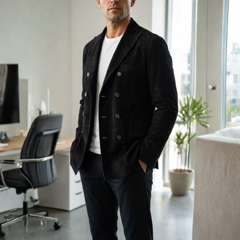 Colton Suede Double-Breasted Jacket