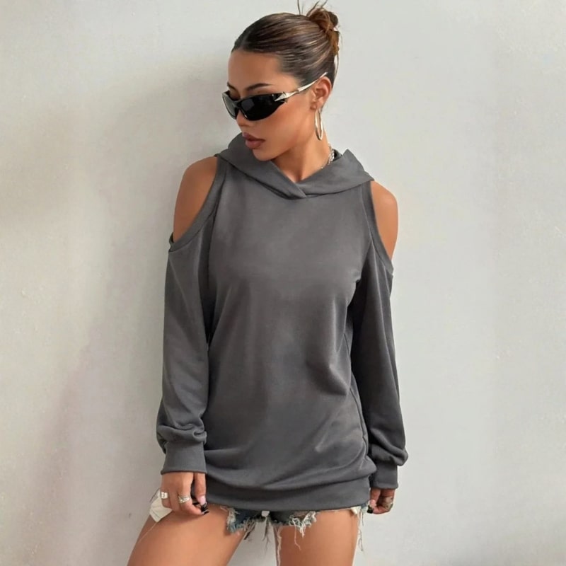 Maristella Women’s Cut-Out Hoodie – Soft Knit Sweater