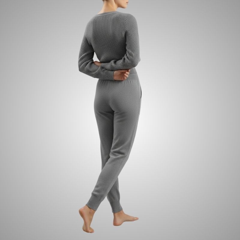 Sherina Women's Loungewear Set – Cotton-Blend Sweater Co-Ord with Tapered Joggers
