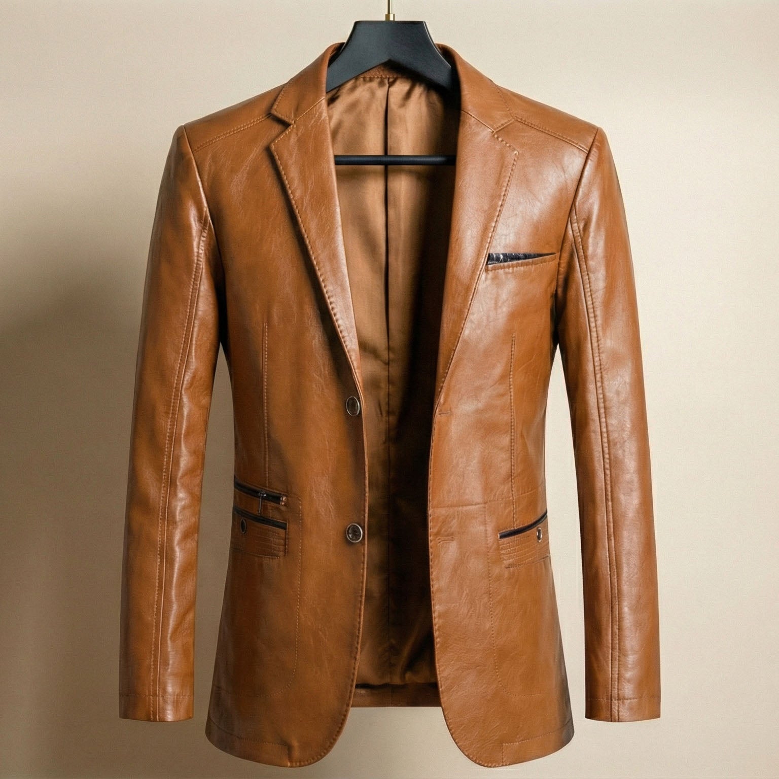 Alessio Genuine Leather Blazer – Premium Soft Structured Casual Jacket