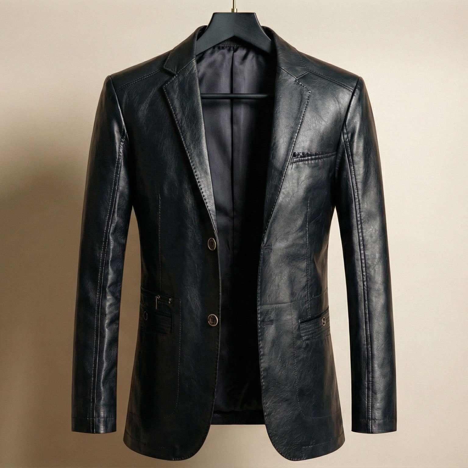 Alessio Genuine Leather Blazer – Premium Soft Structured Casual Jacket