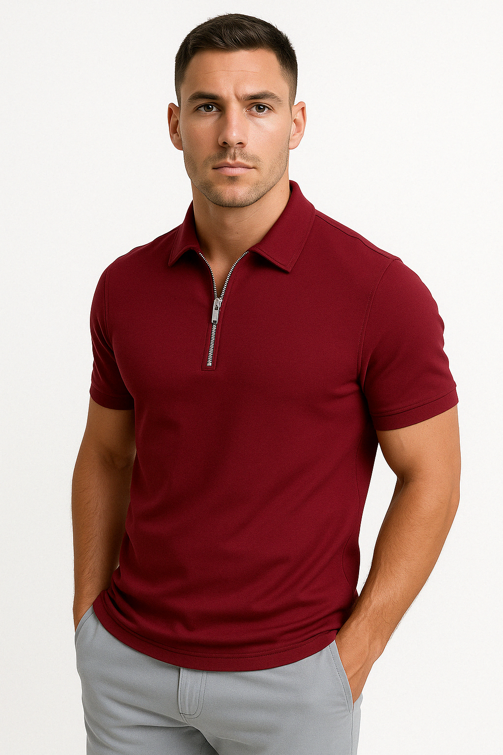 Dario Mid-Zip Polo - Slim-Fit Knit Polo with Modern Half-Zip Styling