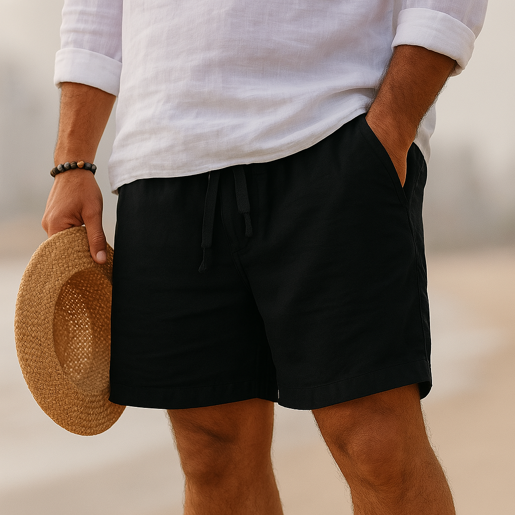 Marco Linen Shorts – Men’s Cotton Blend Shorts with Relaxed Fit and Drawstring Waist
