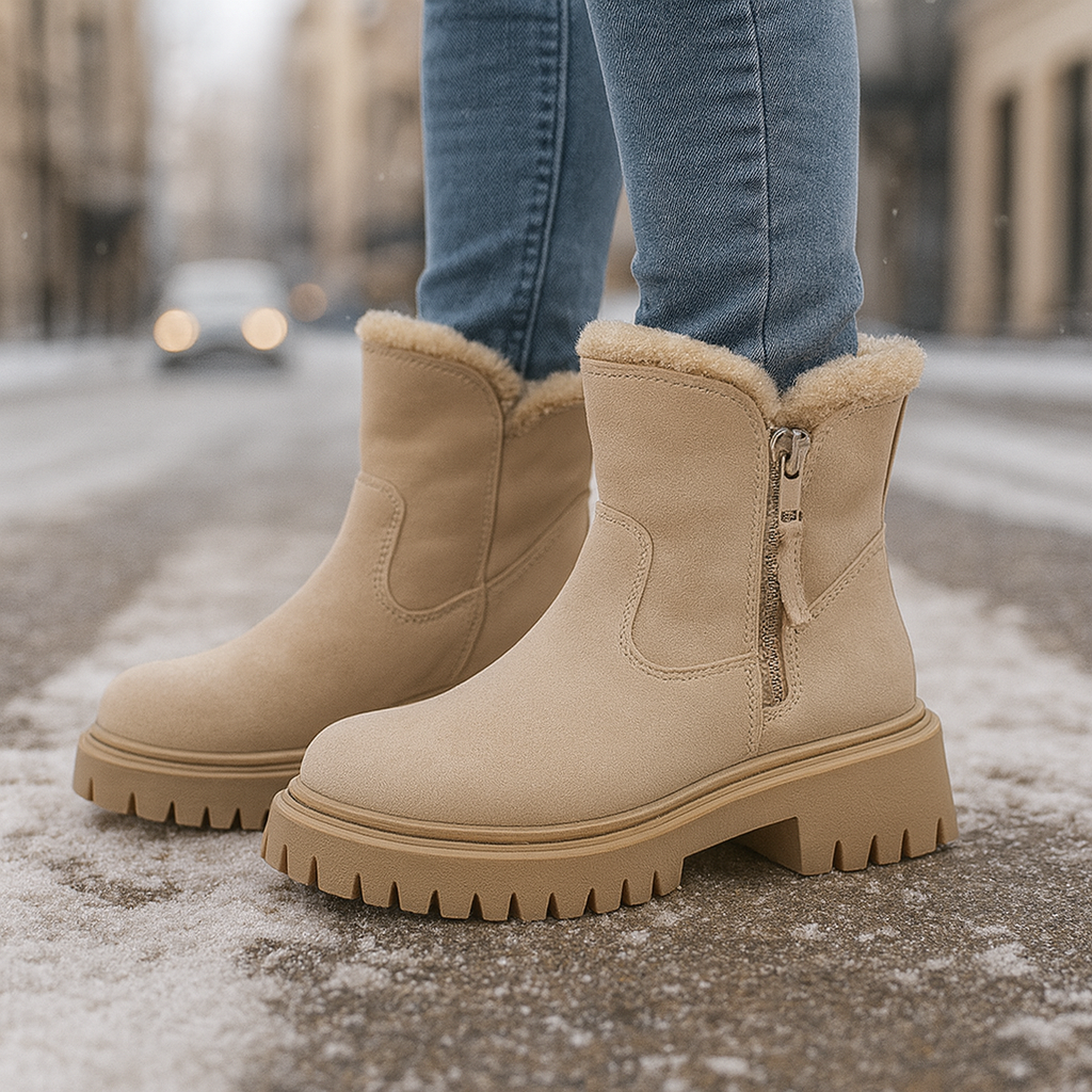 Felicia Women’s Winter Boots – Vegan Leather Sherpa Lined Ankle Boots