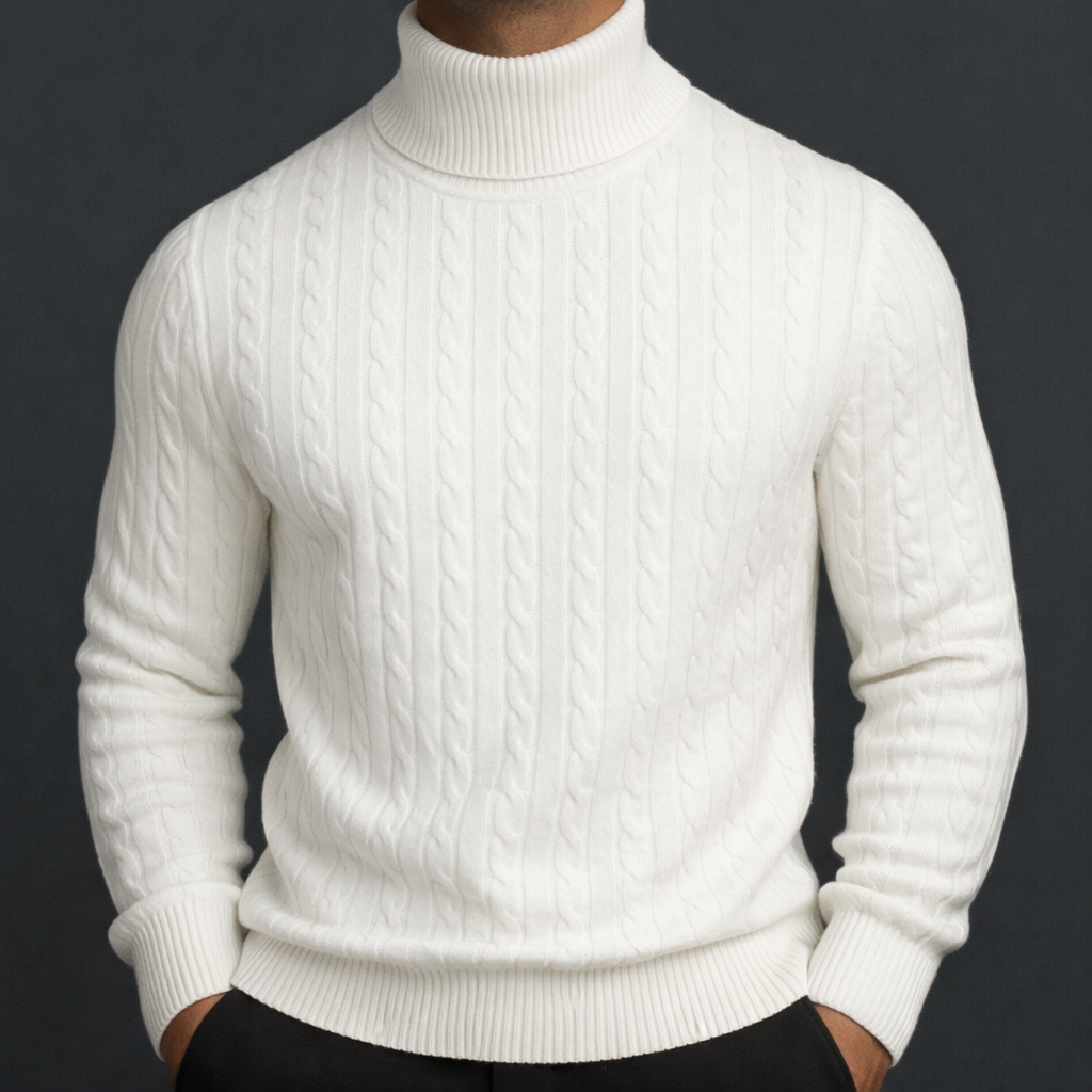 Arthur Men’s Turtleneck Sweater – Cable Knit Jumper