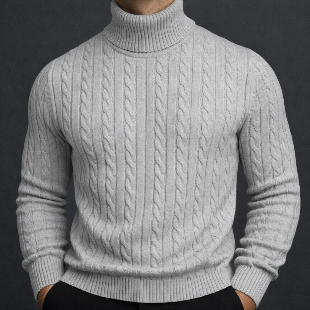 Arthur Men’s Turtleneck Sweater – Cable Knit Jumper