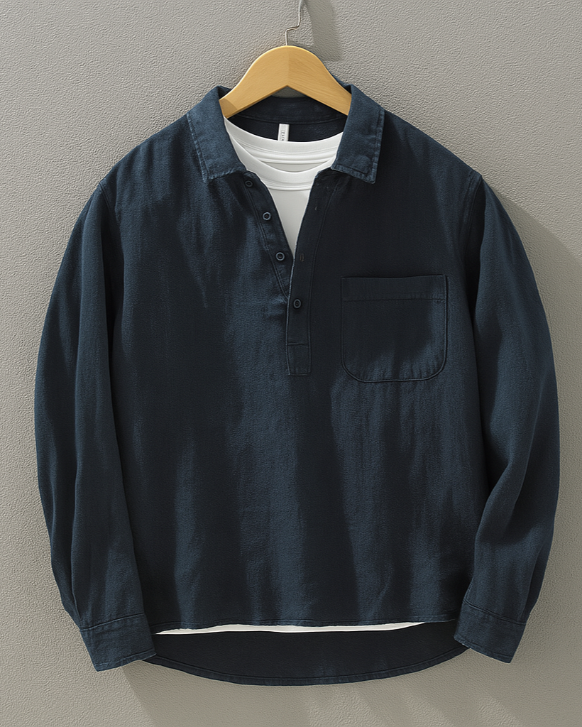 Elliot Kyoto Collar Shirt – Minimalist Resort Shirt in Crisp Cotton-Linen Blend