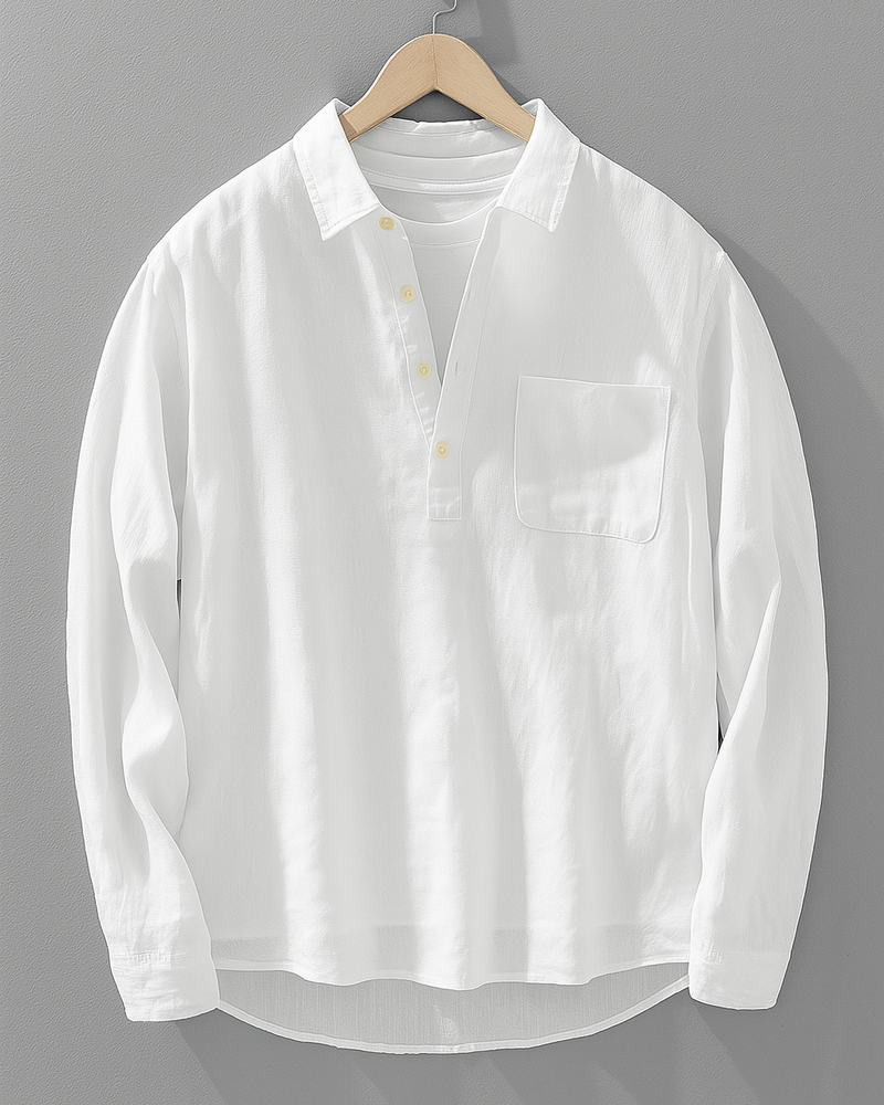 Elliot Kyoto Collar Shirt – Minimalist Resort Shirt in Crisp Cotton-Linen Blend