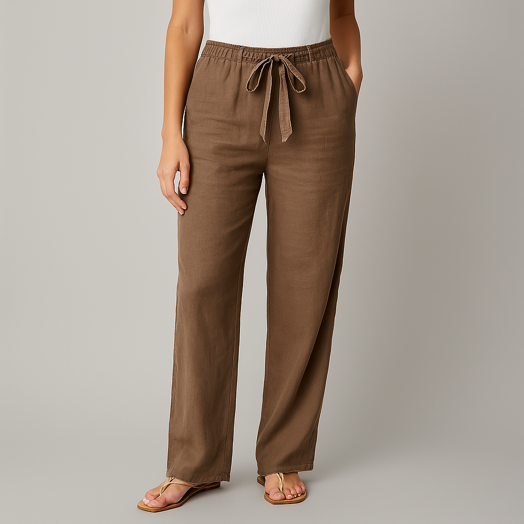 Savannah Linen Pants – Lightweight Wide Leg Linen Pants with Adjustable Waist