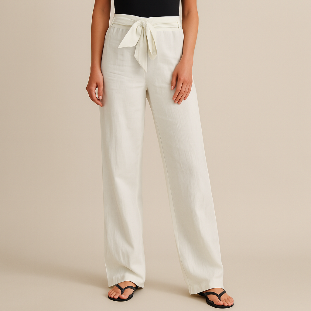 Savannah Linen Pants – Lightweight Wide Leg Linen Pants with Adjustable Waist
