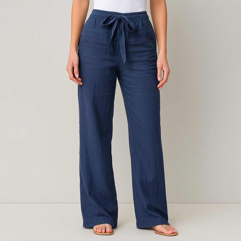 Savannah Linen Pants – Lightweight Wide Leg Linen Pants with Adjustable Waist