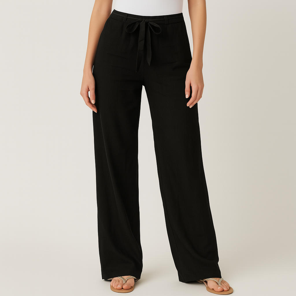 Savannah Linen Pants – Lightweight Wide Leg Linen Pants with Adjustable Waist