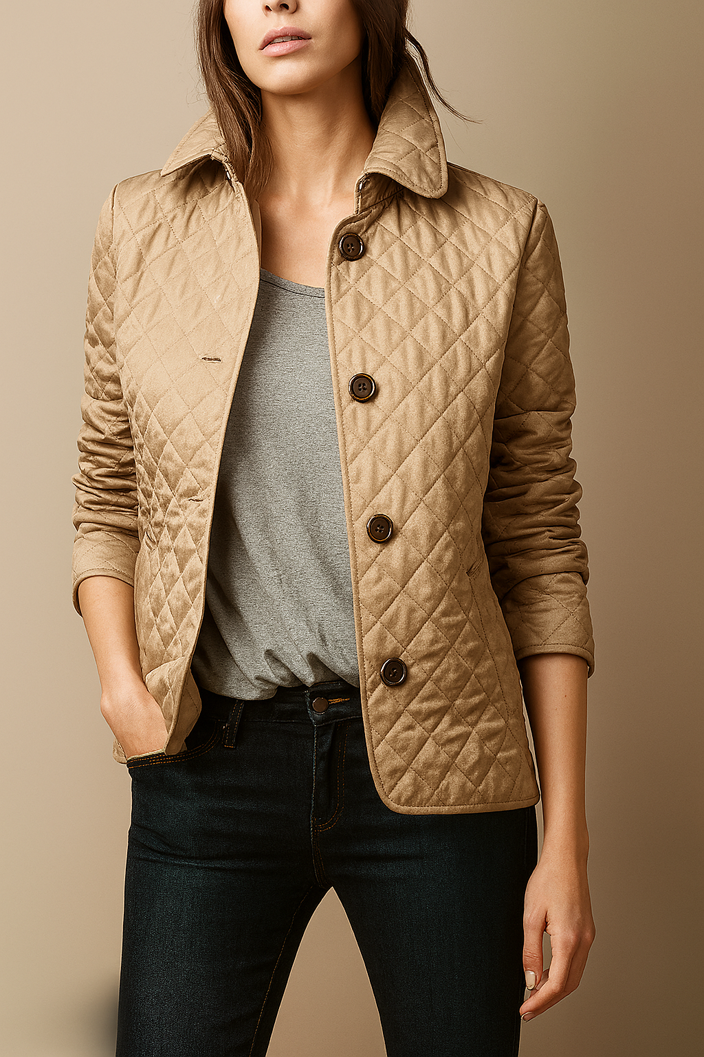 Celeste Women’s Quilted Coat – Button-Up Winter Jacket for Office & Streetwear