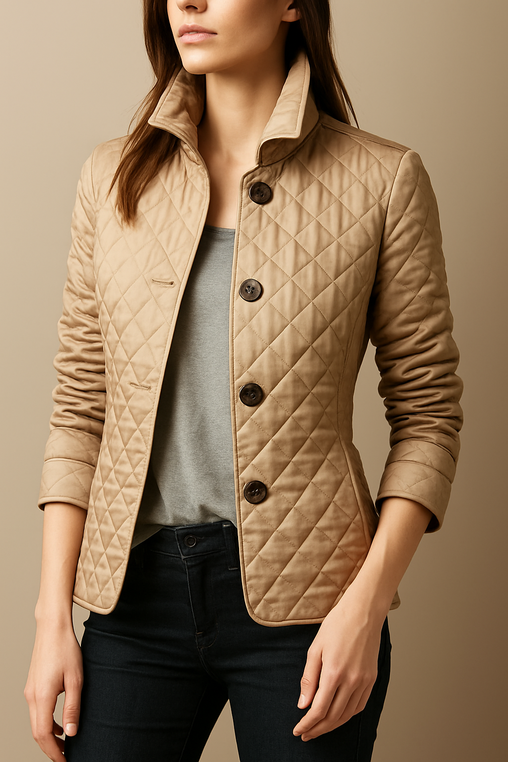 Celeste Women’s Quilted Coat – Button-Up Winter Jacket for Office & Streetwear