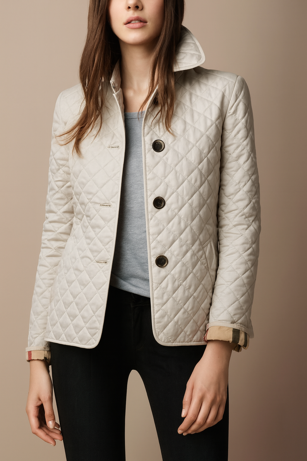 Celeste Women’s Quilted Coat – Button-Up Winter Jacket for Office & Streetwear