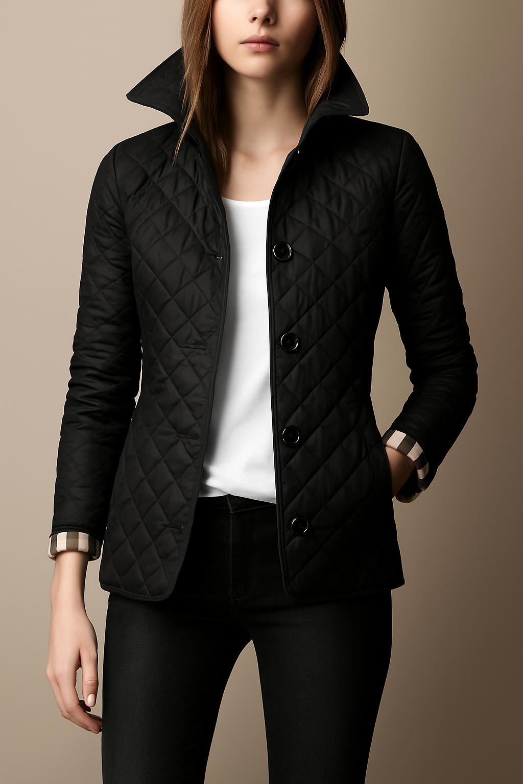 Celeste Women’s Quilted Coat – Button-Up Winter Jacket for Office & Streetwear