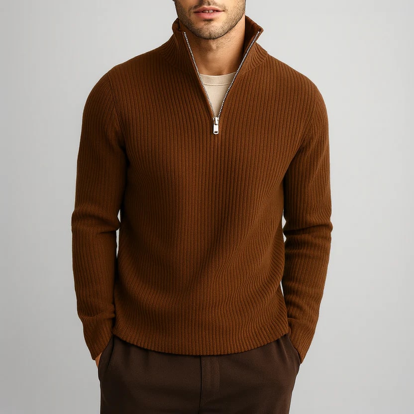 Sonny Men’s Turtleneck Sweater – Warm Breathable Wool Knit Pullover with Structured Ribbed Collar