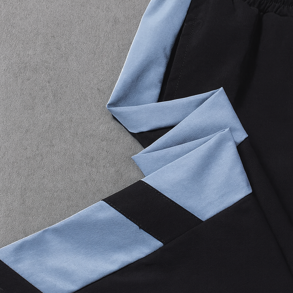 Prague Men’s Tracksuit – Stretch Fabric Set with Colorblock Panels & Tapered Pants