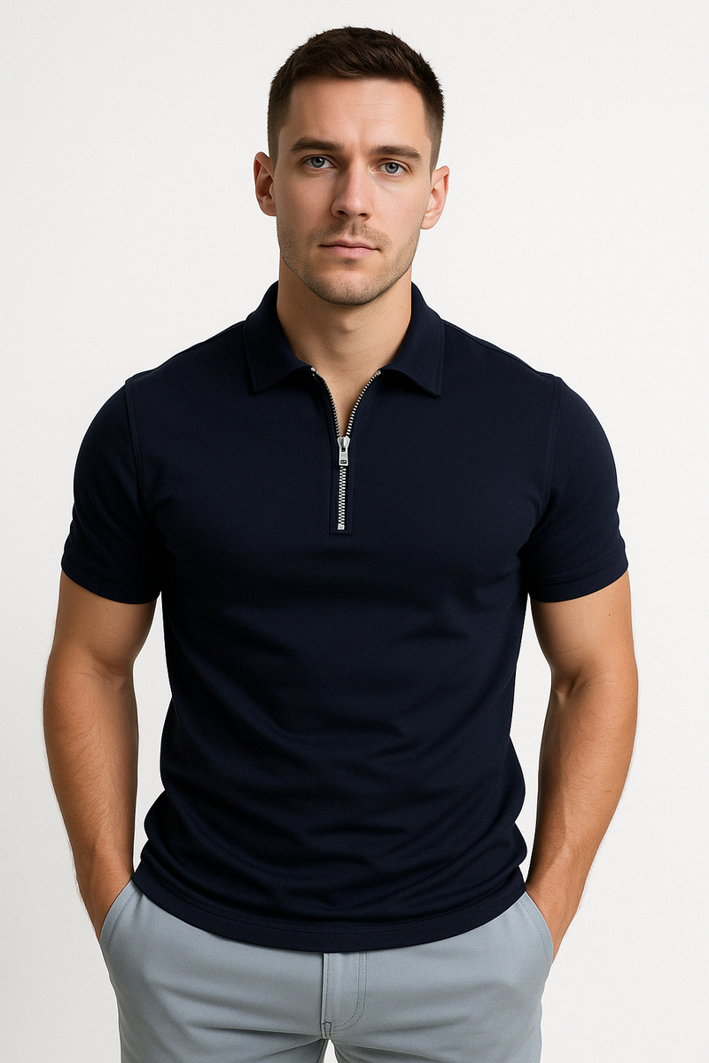 Dario Mid-Zip Polo - Slim-Fit Knit Polo with Modern Half-Zip Styling