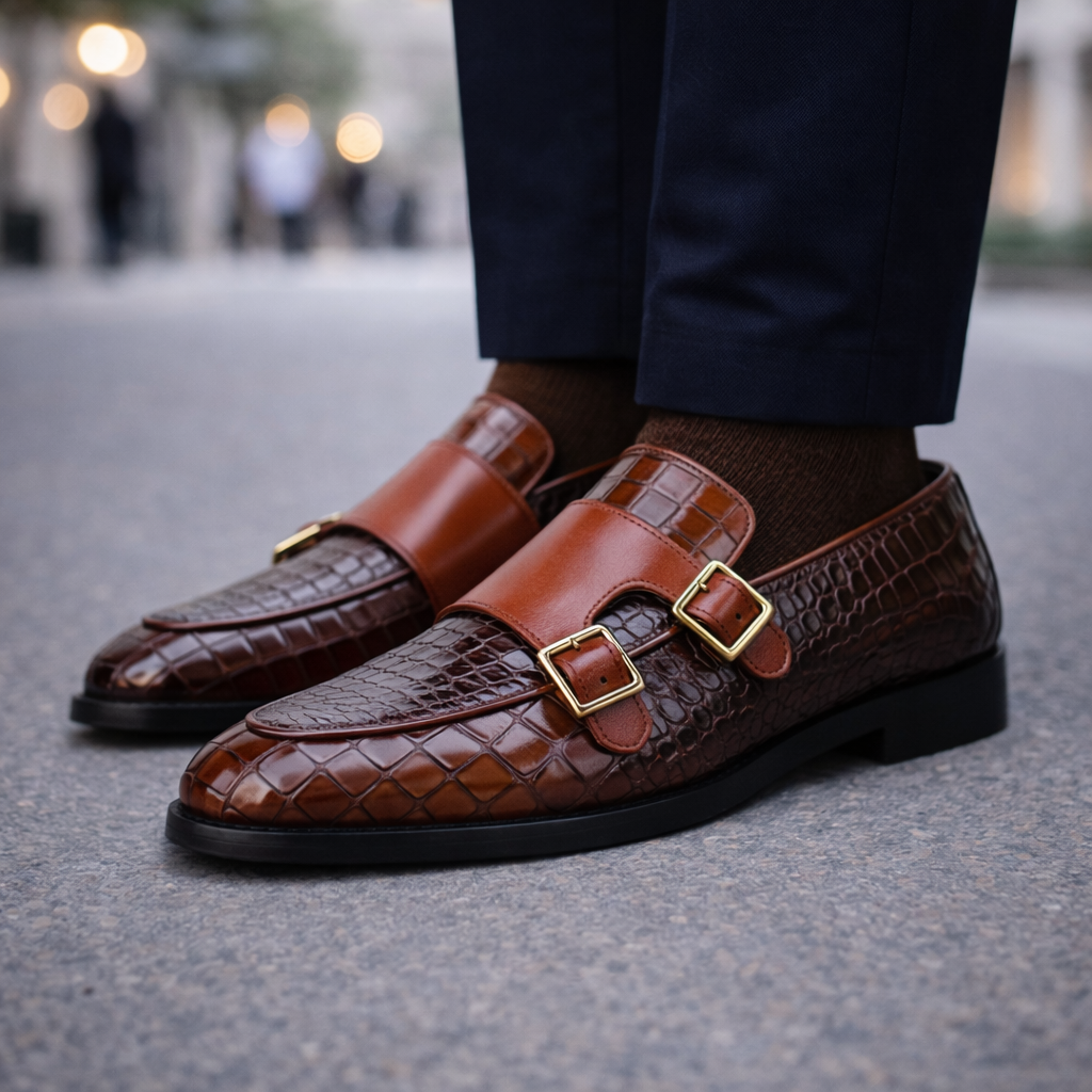 Sebastian Men’s Monk Strap Leather Shoes
