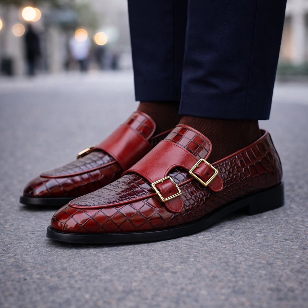 Sebastian Men’s Monk Strap Leather Shoes