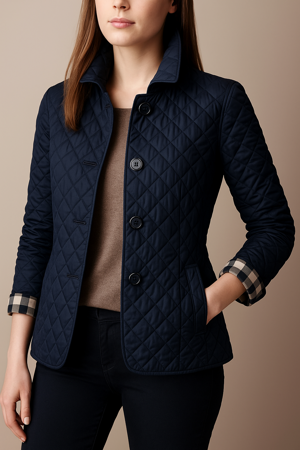 Celeste Women’s Quilted Coat – Button-Up Winter Jacket for Office & Streetwear