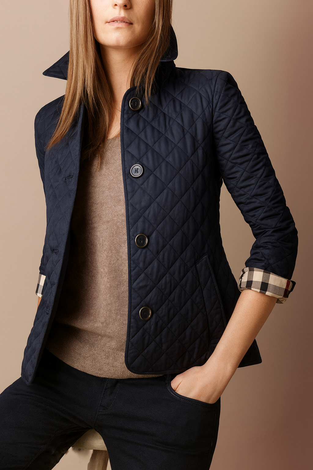 Celeste Women’s Quilted Coat – Button-Up Winter Jacket for Office & Streetwear