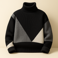Wyatt Men’s Turtleneck Sweater – Color-Block Wool-Nylon Blend with Fleece Lining