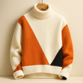 Wyatt Men’s Turtleneck Sweater – Color-Block Wool-Nylon Blend with Fleece Lining