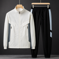 Prague Men’s Tracksuit – Stretch Fabric Set with Colorblock Panels & Tapered Pants