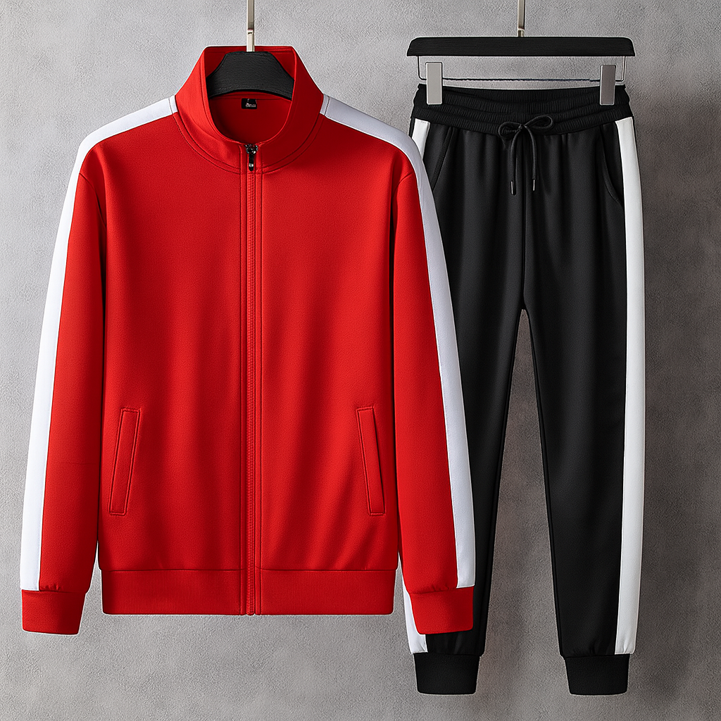 Milan Men’s Tracksuit – Premium Stretch Fabric with Contrast Side Stripes