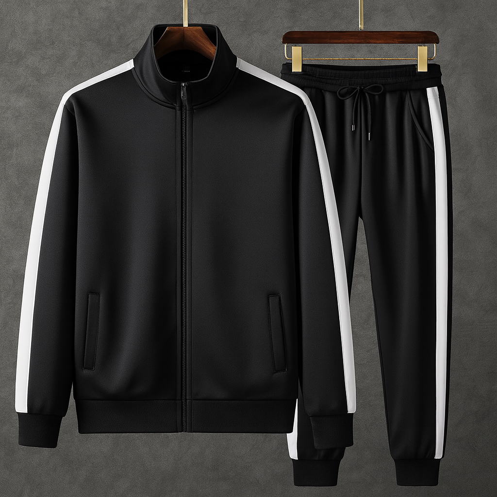 Milan Men’s Tracksuit – Premium Stretch Fabric with Contrast Side Stripes