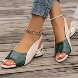 Chic City Leather Sandals – Glossy Croc-Embossed with Gold Accent Block Heel 0