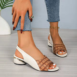 Chic City Leather Sandals – Glossy Croc-Embossed with Gold Accent Block Heel 5