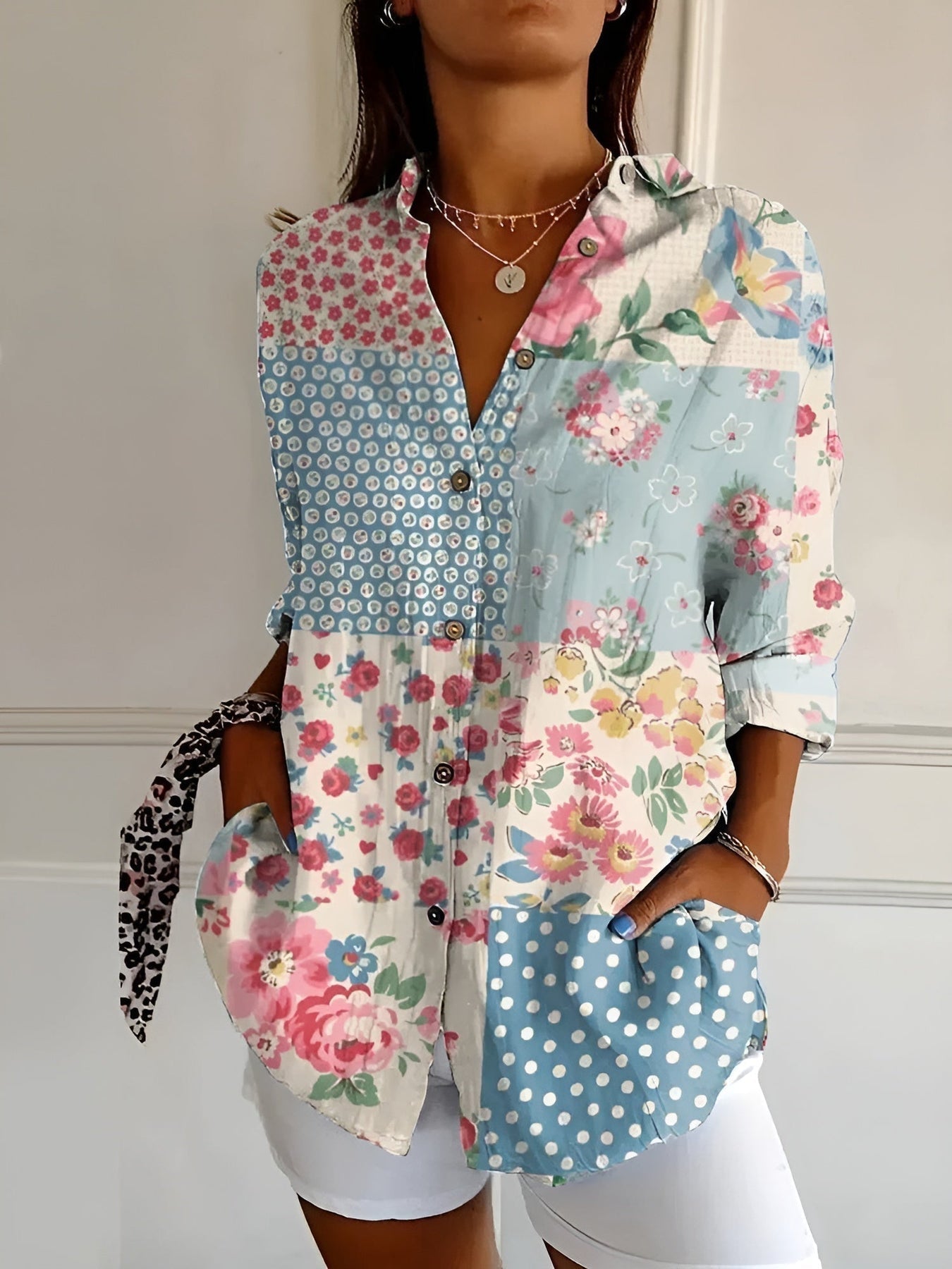 Chicago Floral Print Blouse – Lightweight & Breathable Relaxed Fit Summer Top 1
